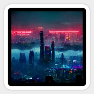 Tri Tower - Cyberpunk Skyline Sticker